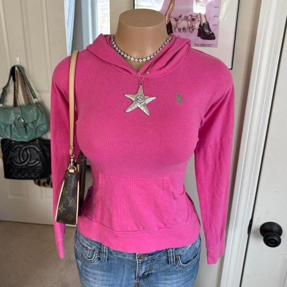 Y2K 2000s Ralph Lauren striped pony hoodie